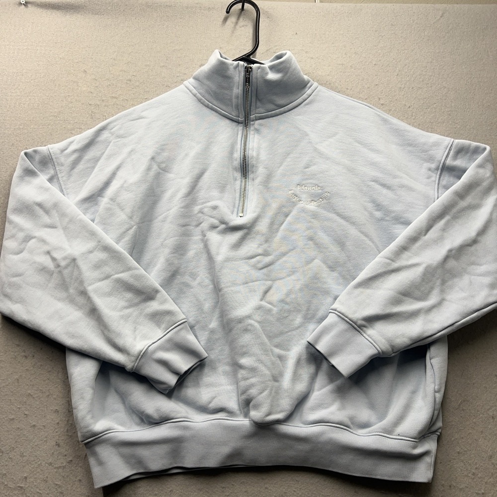 Adanola Quarter Zip Pullover Small Light Blue Oversized Sweatshirt